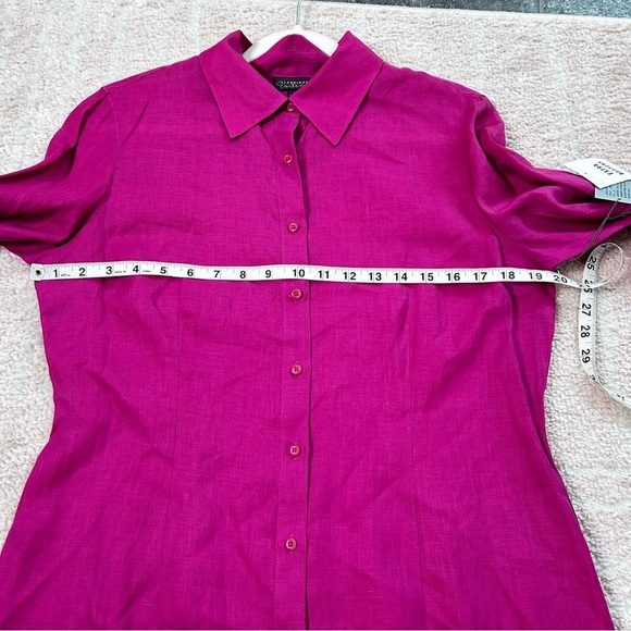 NWT Classiques Entier Fuchsia Long Line Shirt Tunic Size Medium 100% Linen - Picture 6 of 14